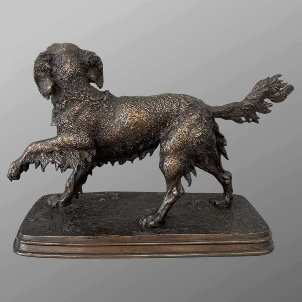 Sculpture – Chien Épagneul À L’ Affût , Ferdinand Pautrot (1832 – 1874) – Bronze 9