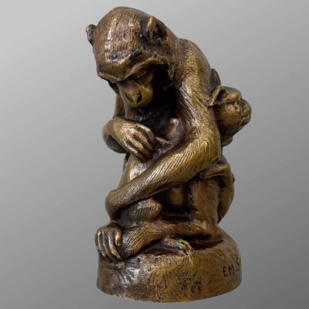Sculpture – Singe et Chien , Emmanuel Samson (1860-1926) – Bronze 6