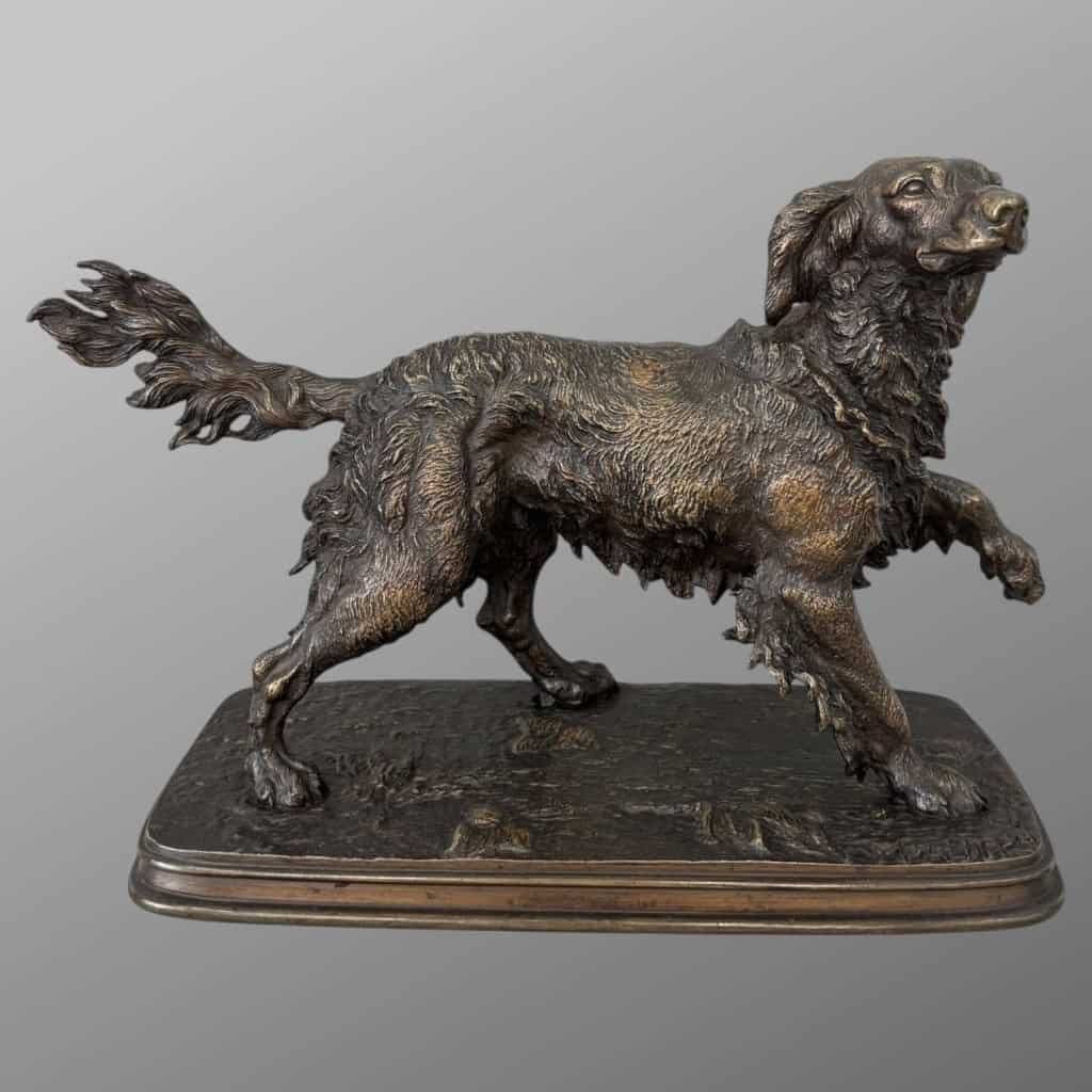 Sculpture – Chien Épagneul À L’ Affût , Ferdinand Pautrot (1832 – 1874) – Bronze 10