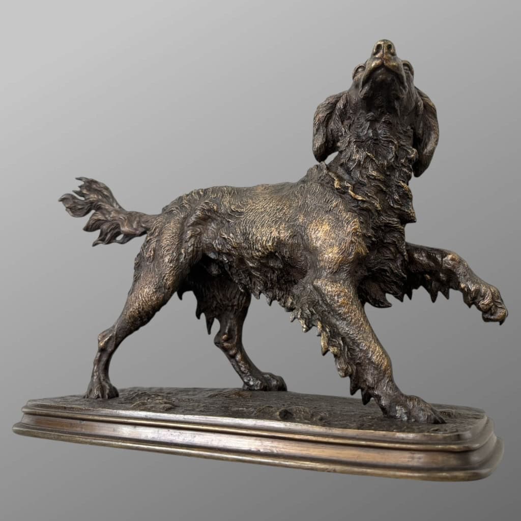 Sculpture – Chien Épagneul À L’ Affût , Ferdinand Pautrot (1832 – 1874) – Bronze 5
