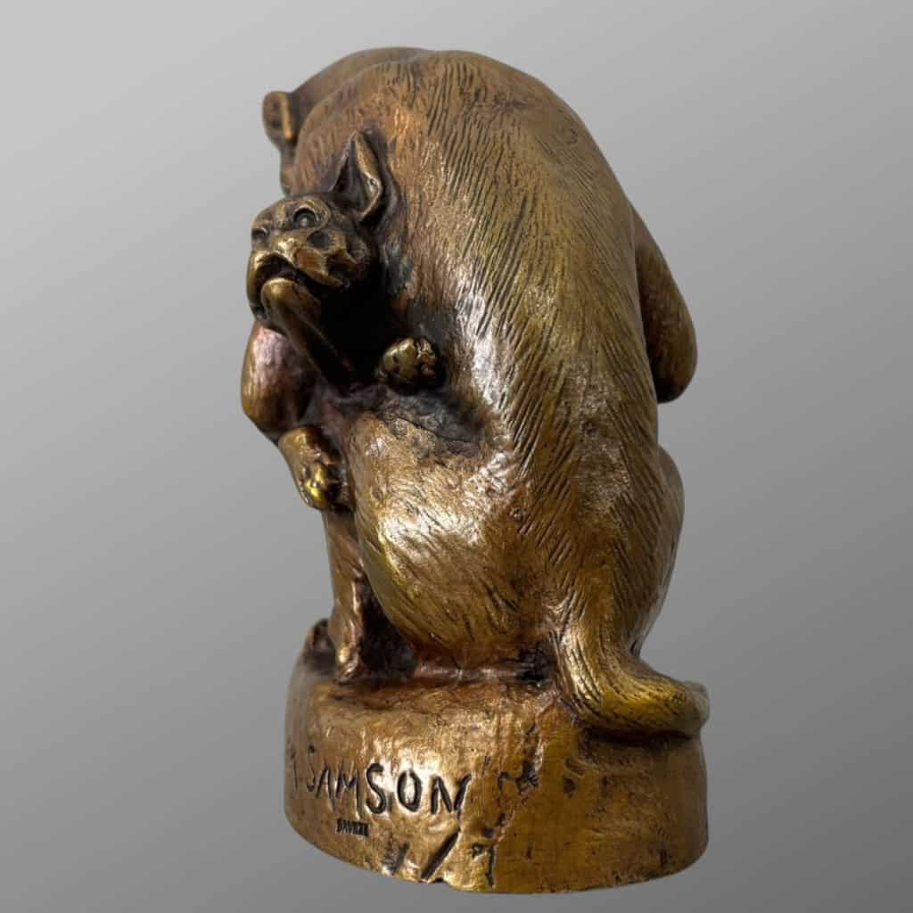 Sculpture – Singe et Chien , Emmanuel Samson (1860-1926) – Bronze 9