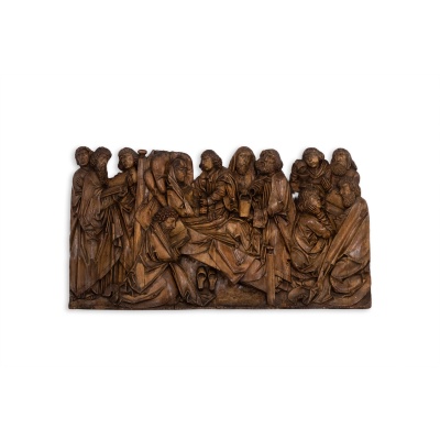 Retable rhénan, Dormition en bois sculpté en bas-relief, XIXe siècle. LS64443009M 3