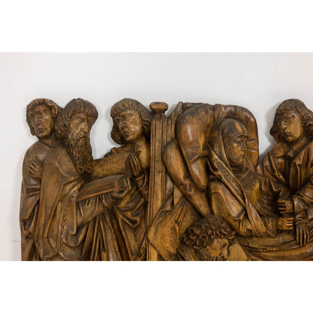 Retable rhénan, Dormition en bois sculpté en bas-relief, XIXe siècle. LS64443009M 11