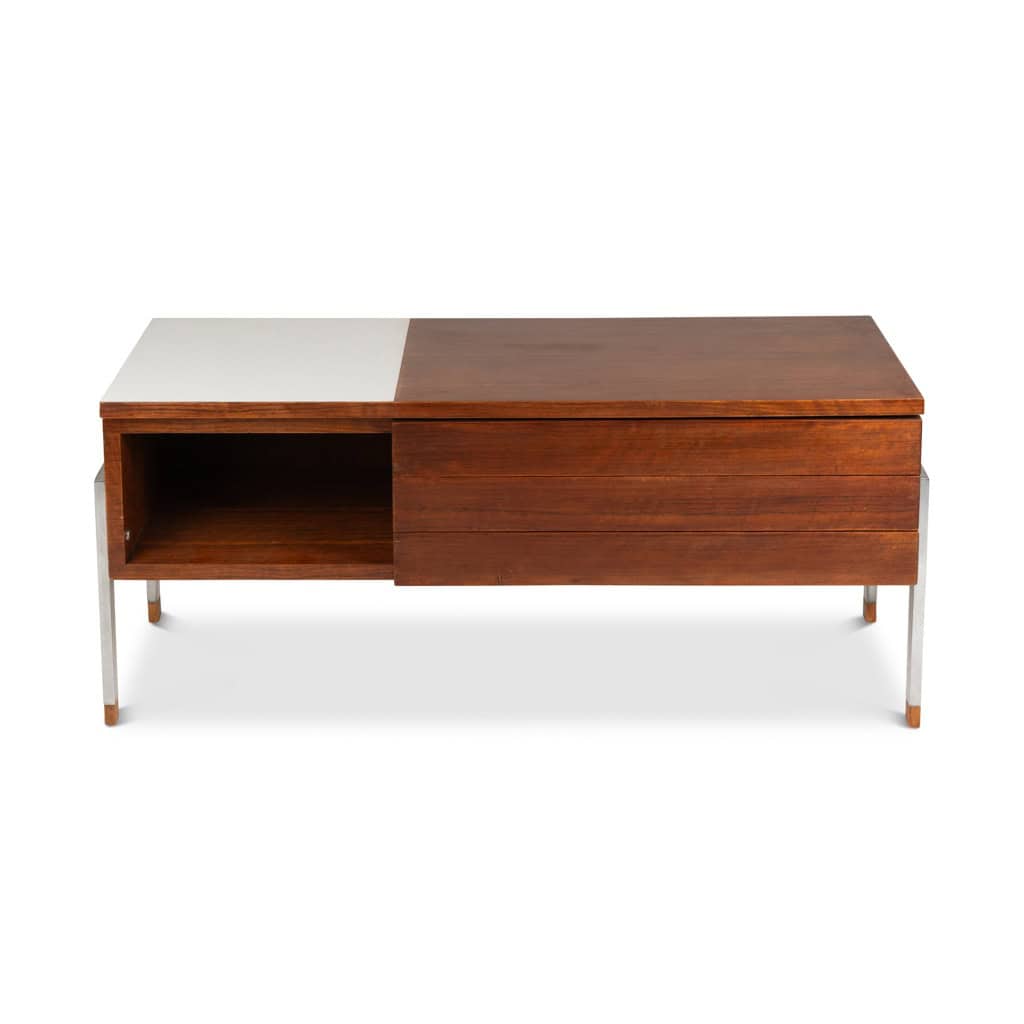 Paire de commodes basses en teck et métal chromé. Années 60. LS6495708M 4