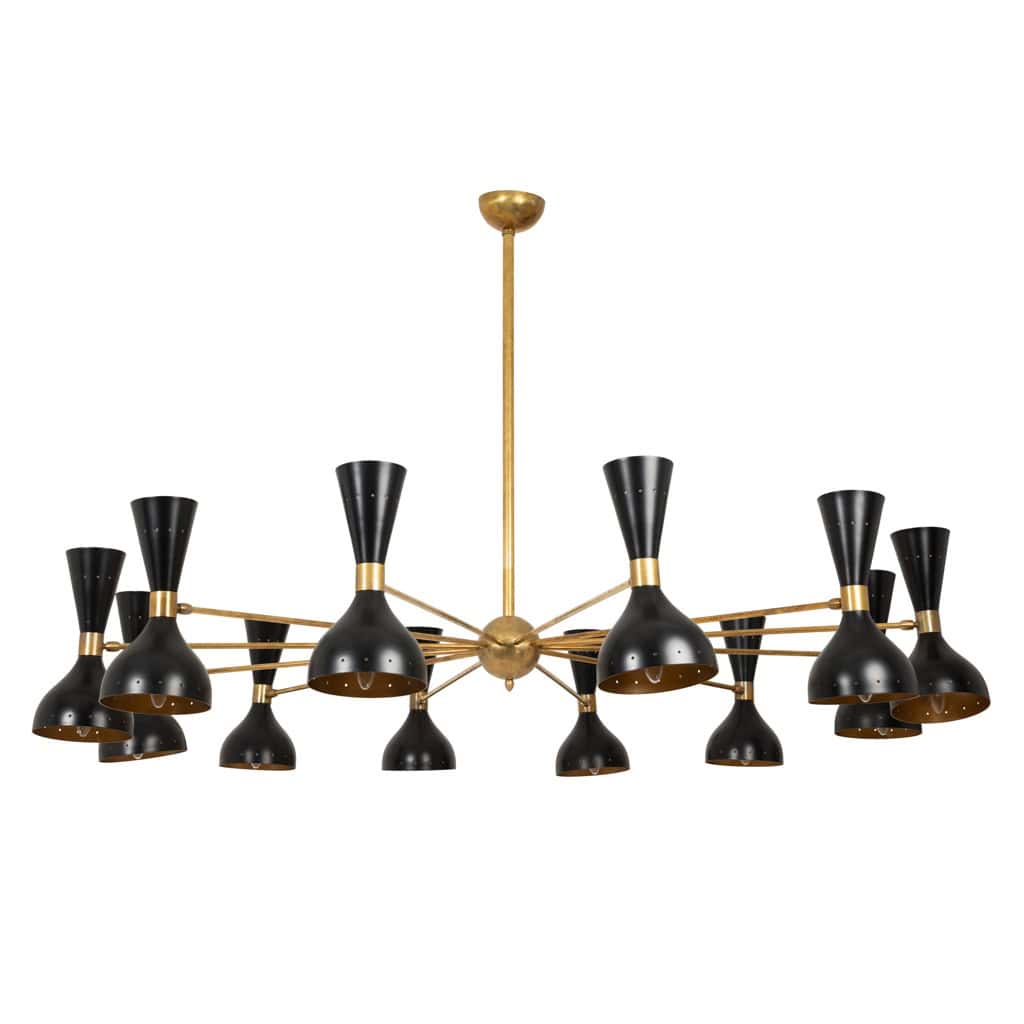 Lustre diabolo en laiton patiné et laqué noir. Contemporain. LS64531920 5