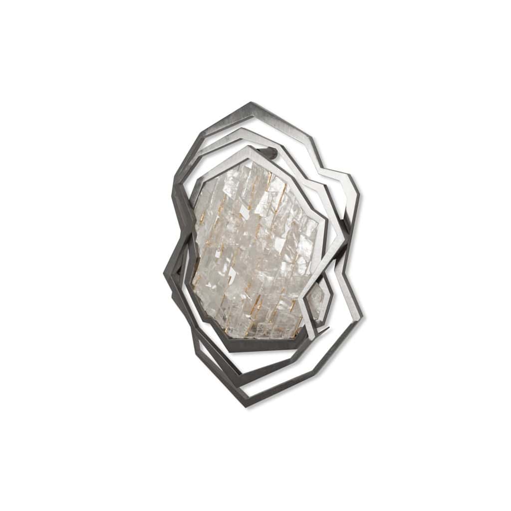 Paire d’appliques en métal brossé et cristal de roche. Contemporain. LS65333801H 5