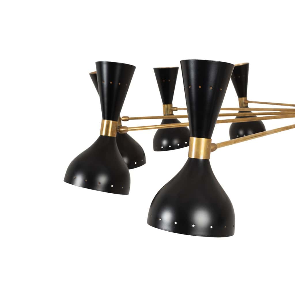 Lustre diabolo en laiton patiné et laqué noir. Contemporain. LS64531920 6
