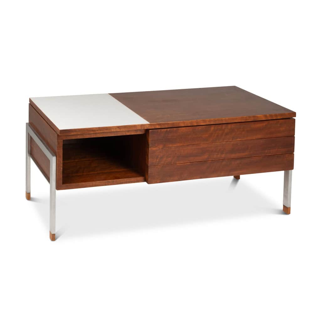 Paire de commodes basses en teck et métal chromé. Années 60. LS6495708M 6