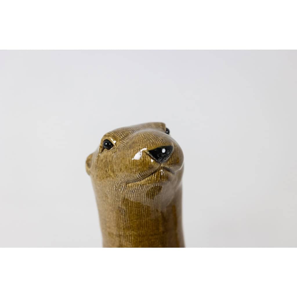Valérie Courtet, Loutre en grès chamotté et émaillé. Travail contemporain LS6418509C 6