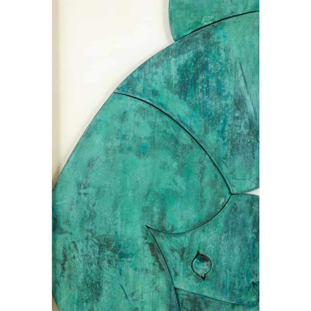 ‘Les Jumeaux’, bas-relief encadré de chêne en bois et cuivre patiné LS64863009P 7