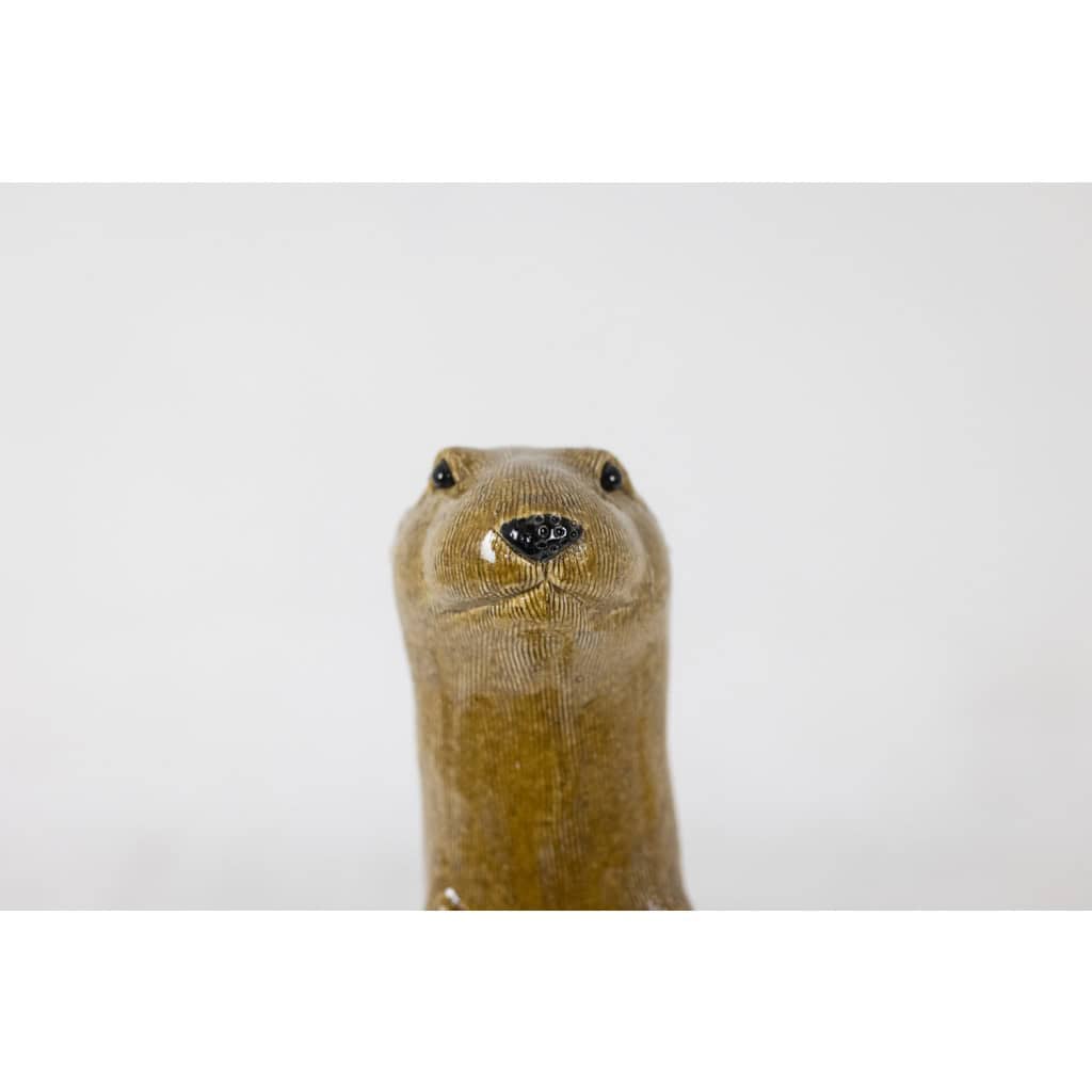 Valérie Courtet, Loutre en grès chamotté et émaillé. Travail contemporain L6419509C 7