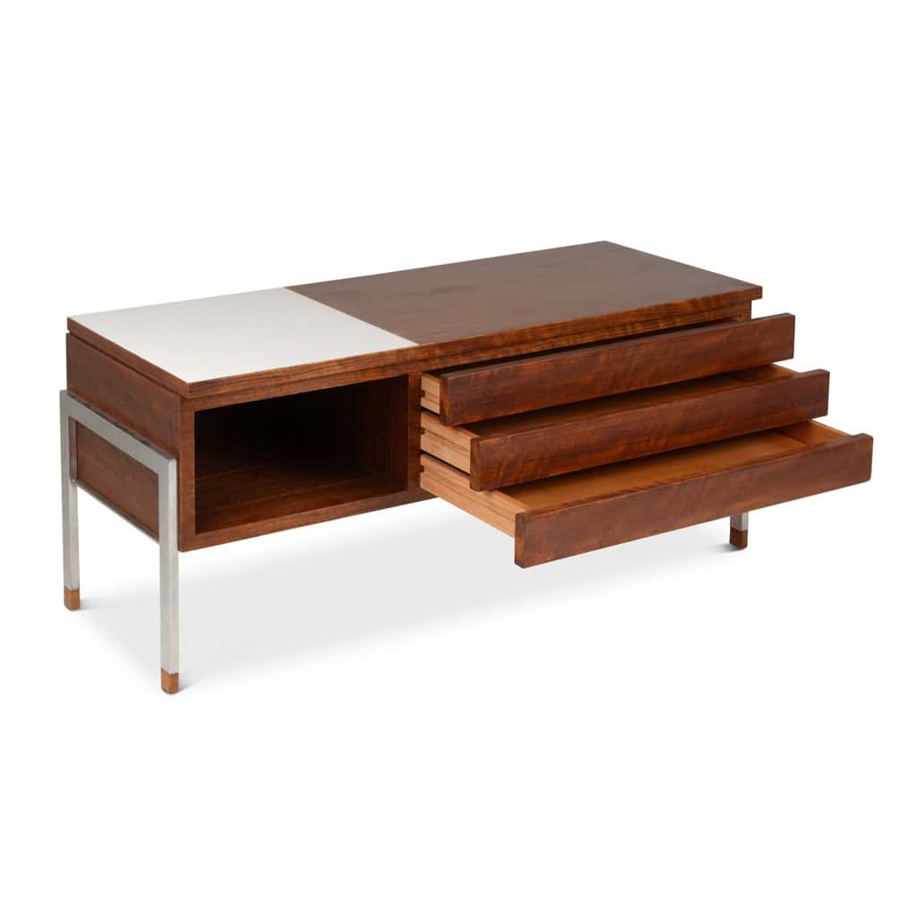 Paire de commodes basses en teck et métal chromé. Années 60. LS6495708M 7