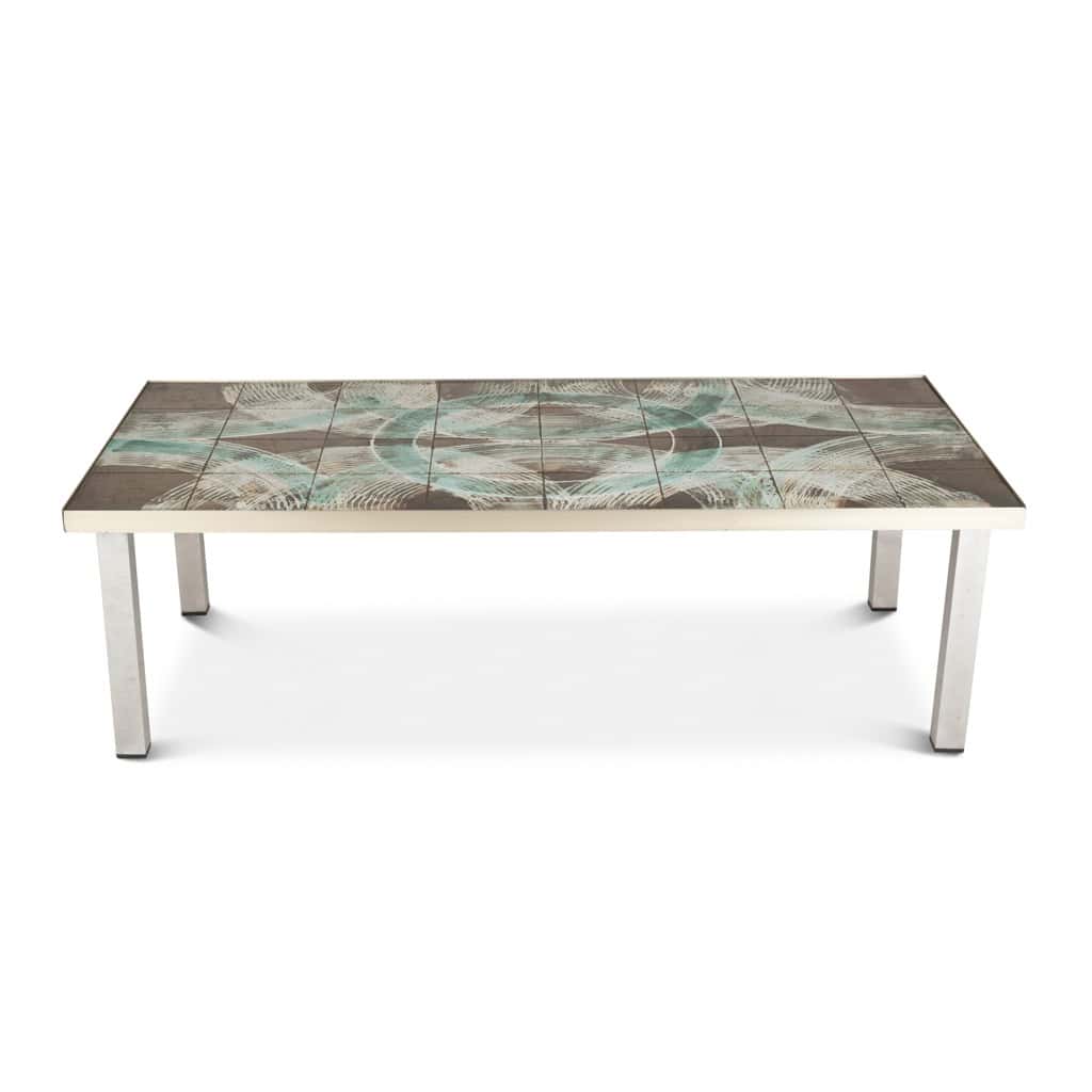Table basse à plateau en céramique et chromé. Années 1970. LS6522307M 7