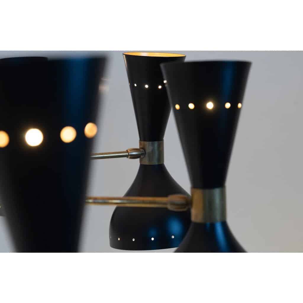Lustre diabolo en laiton patiné et laqué noir. Contemporain. LS64531920 8