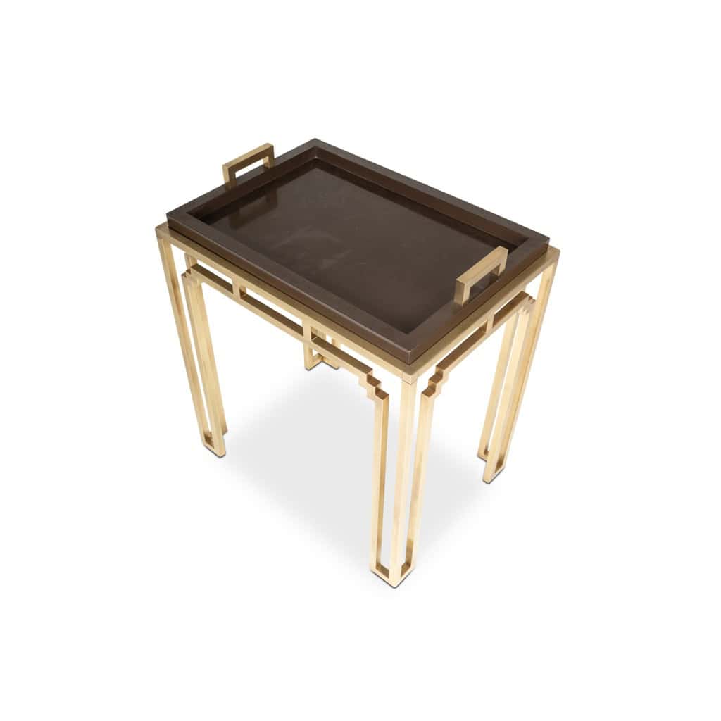 Maison Jansen. Table desserte en laiton et mélaminé. Années 1970. LS6483788B 8