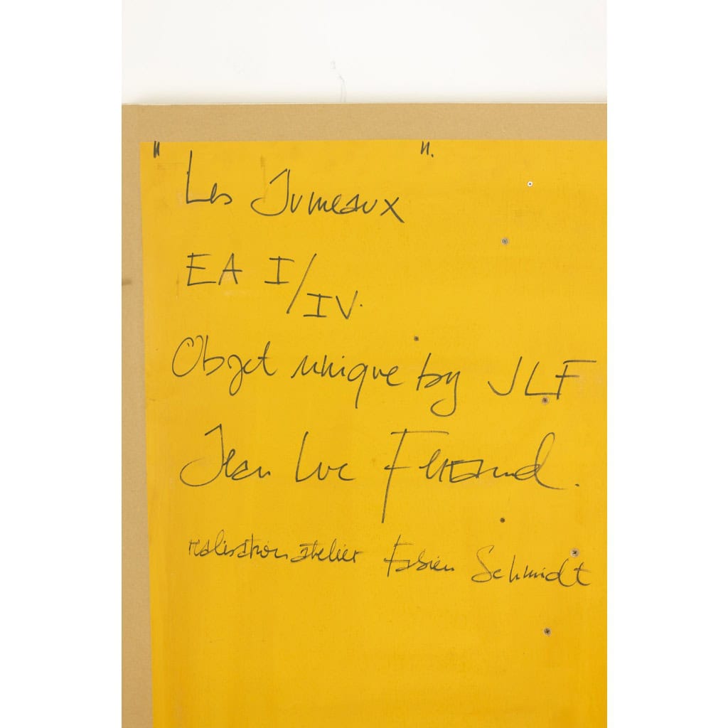 ‘Les Jumeaux’, bas-relief encadré de chêne en bois et cuivre patiné LS64863009P 9