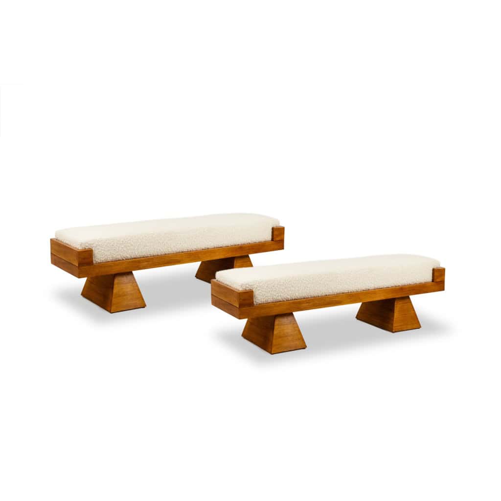 Banc en frêne blond. Travail artisanal italien de petite série. Contemporain. LS6502908Y 12