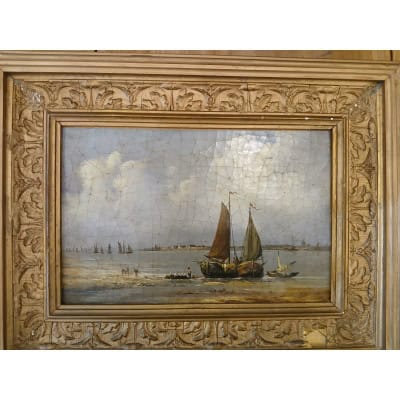 Tableau. Marine. H/T  » retour de pêche  » fin XIX ème siècle