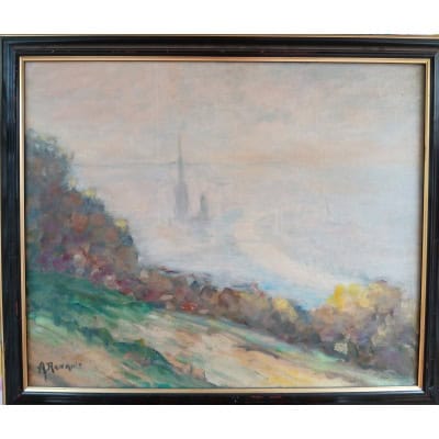 Tableau H/T Vue sur la cathédrale de Rouen d’Abel Renault 3