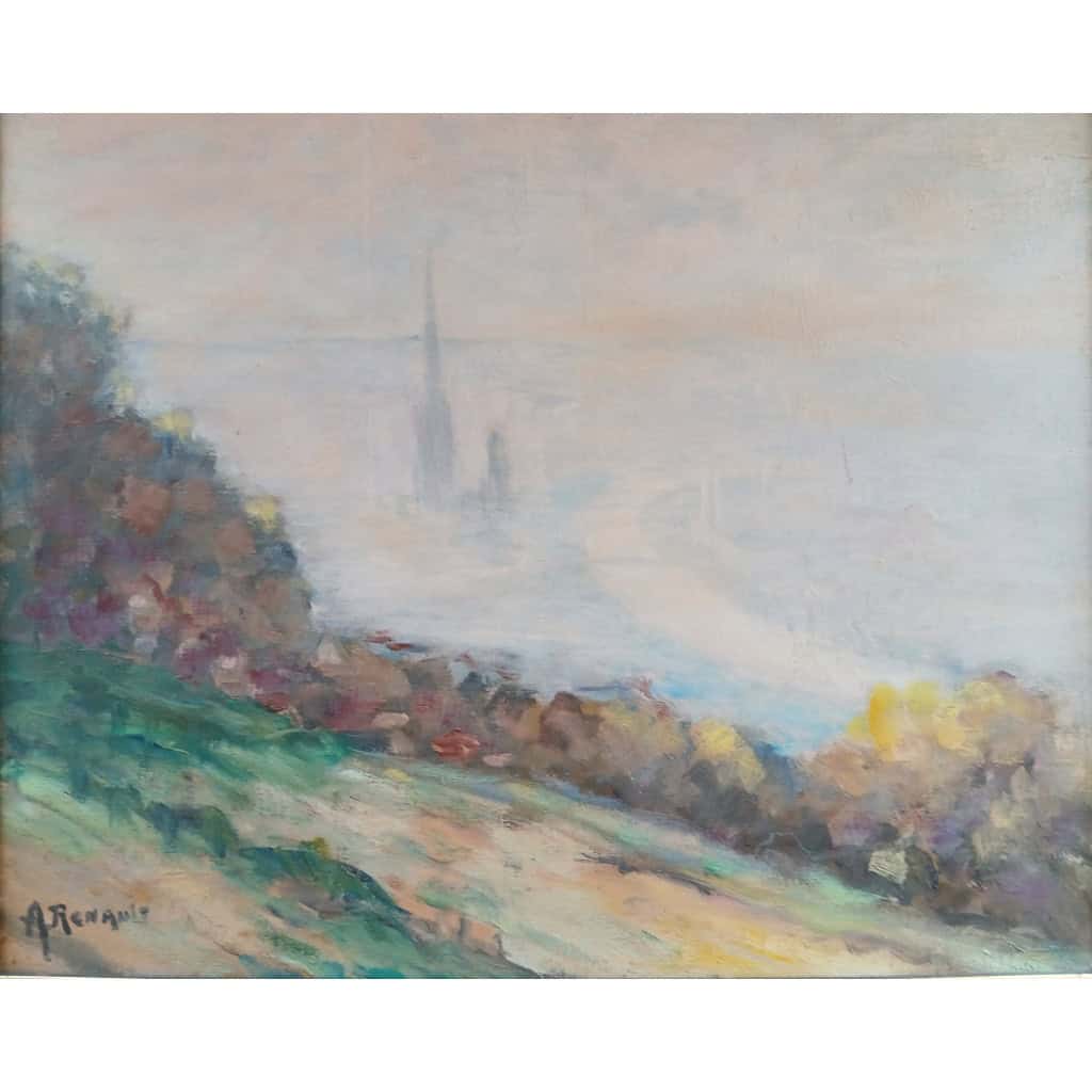 Tableau H/T Vue sur la cathédrale de Rouen d’Abel Renault 4