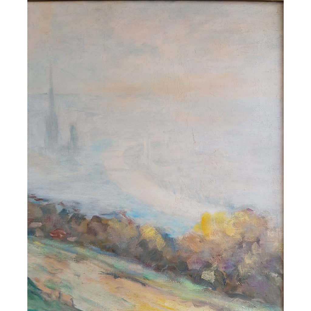 Tableau H/T Vue sur la cathédrale de Rouen d’Abel Renault 6