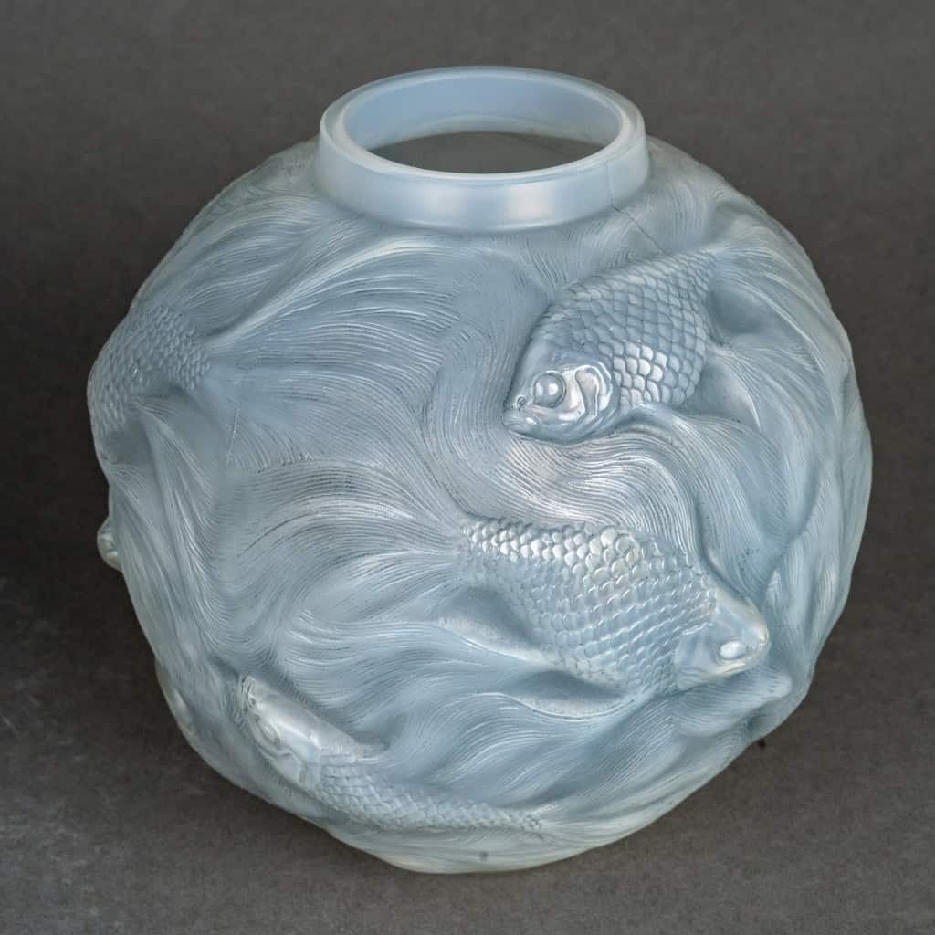 1924 René Lalique – Vase Formose Verre Opalescent Patiné Bleu 4