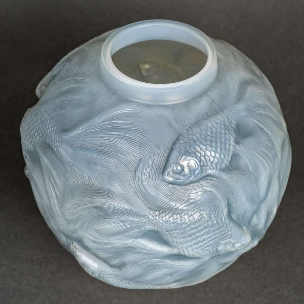 1924 René Lalique – Vase Formose Verre Opalescent Patiné Bleu 5