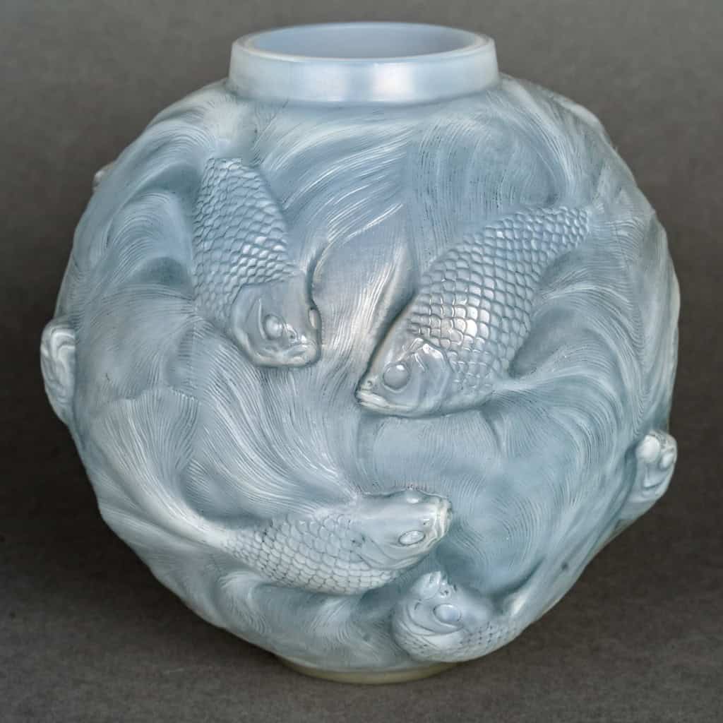 1924 René Lalique – Vase Formose Verre Opalescent Patiné Bleu 3