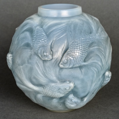 1924 René Lalique – Vase Formose Verre Opalescent Patiné Bleu