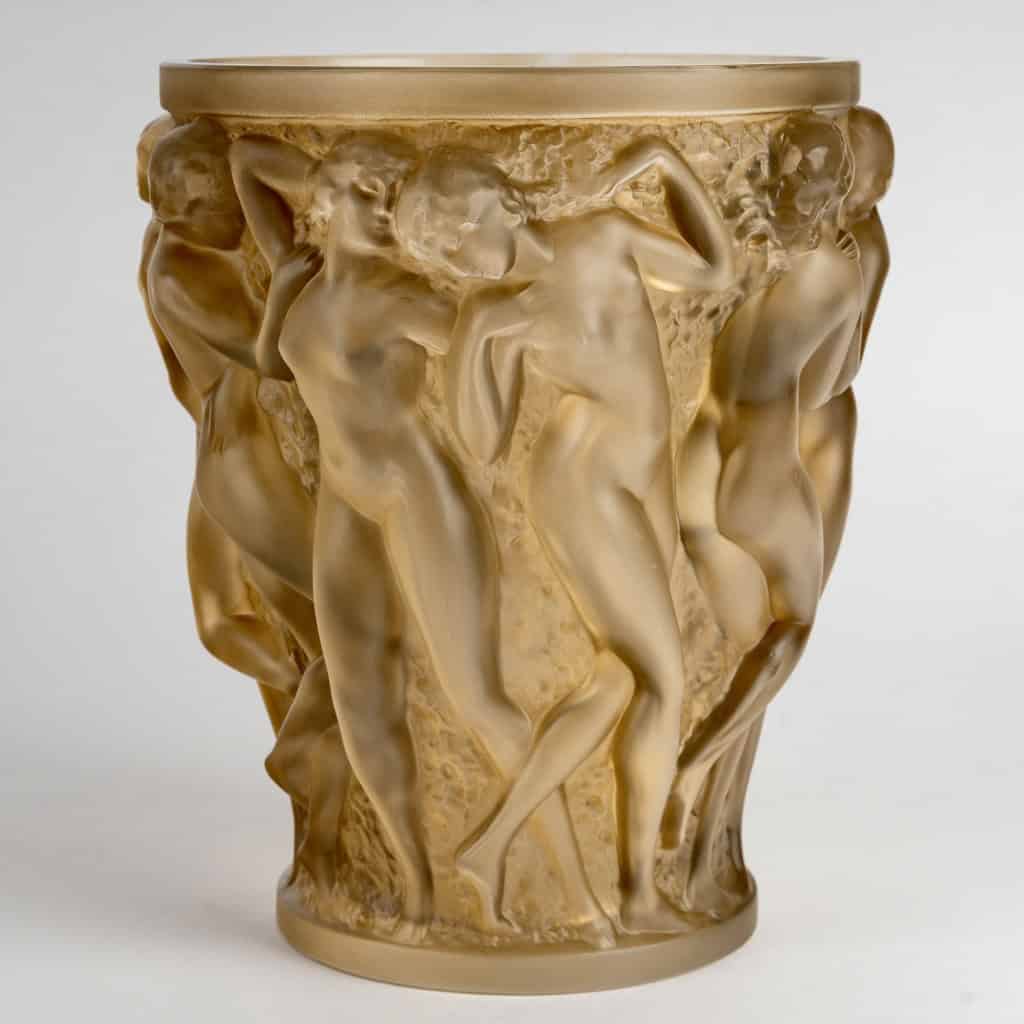 1927 René Lalique – Vase Bacchantes Verre Blanc Patiné Sépia 4