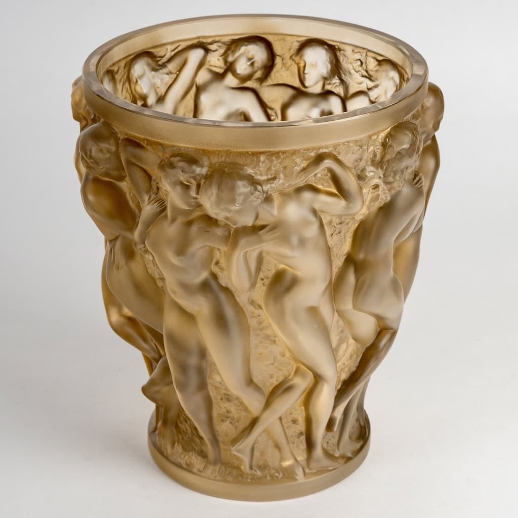 1927 René Lalique – Vase Bacchantes Verre Blanc Patiné Sépia 8