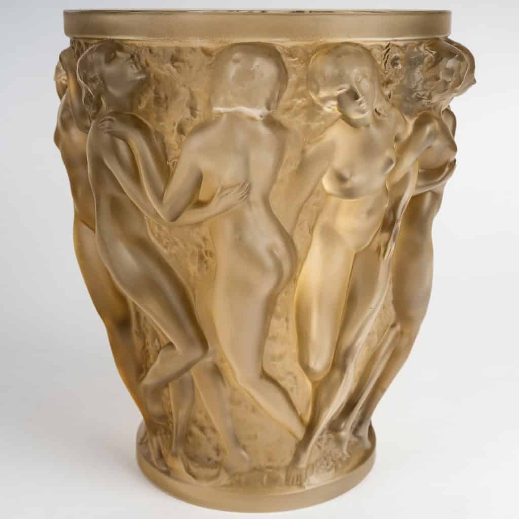 1927 René Lalique – Vase Bacchantes Verre Blanc Patiné Sépia 5