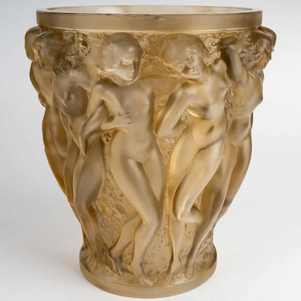 1927 René Lalique – Vase Bacchantes Verre Blanc Patiné Sépia 6