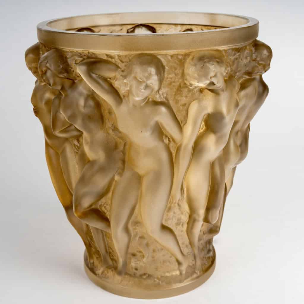 1927 René Lalique – Vase Bacchantes Verre Blanc Patiné Sépia 7