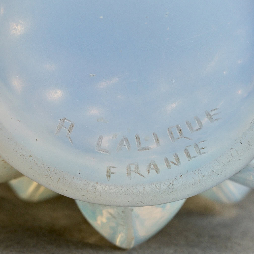 1927 René Lalique – Vase Rampillon Verre Opalescent Patiné Gris 9
