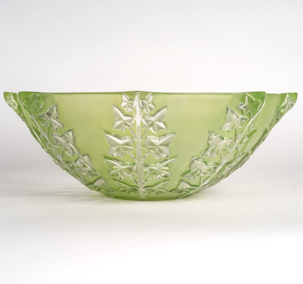 1927 René Lalique – Coupe Lierre Verre Blanc Patiné Vert 4