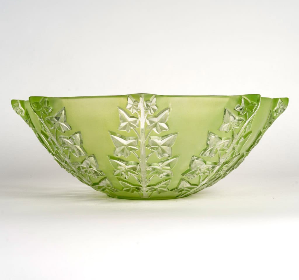 1927 René Lalique – Coupe Lierre Verre Blanc Patiné Vert 5