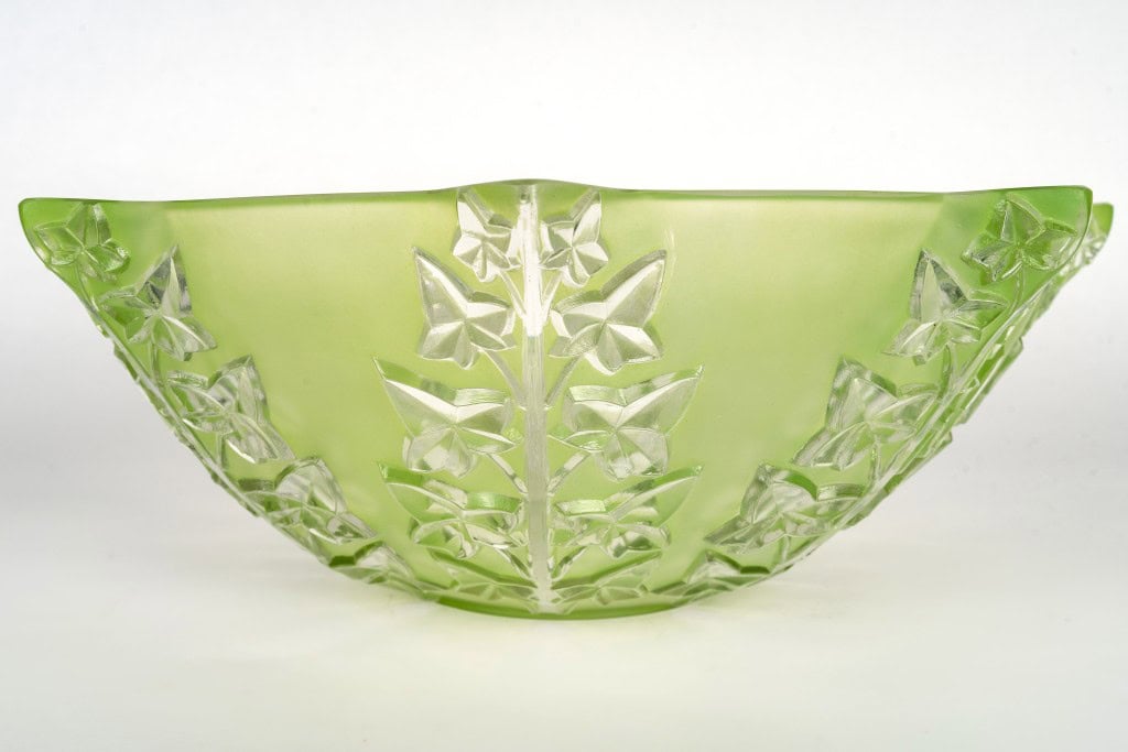 1927 René Lalique – Coupe Lierre Verre Blanc Patiné Vert 6