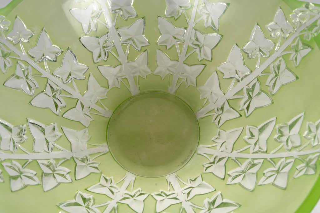 1927 René Lalique – Coupe Lierre Verre Blanc Patiné Vert 8