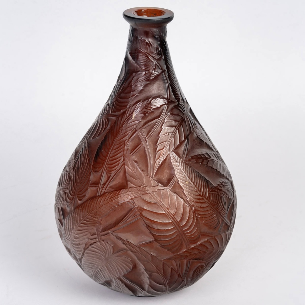 1923 René Lalique – Vase Sauges Verre Rouge Ambré 4