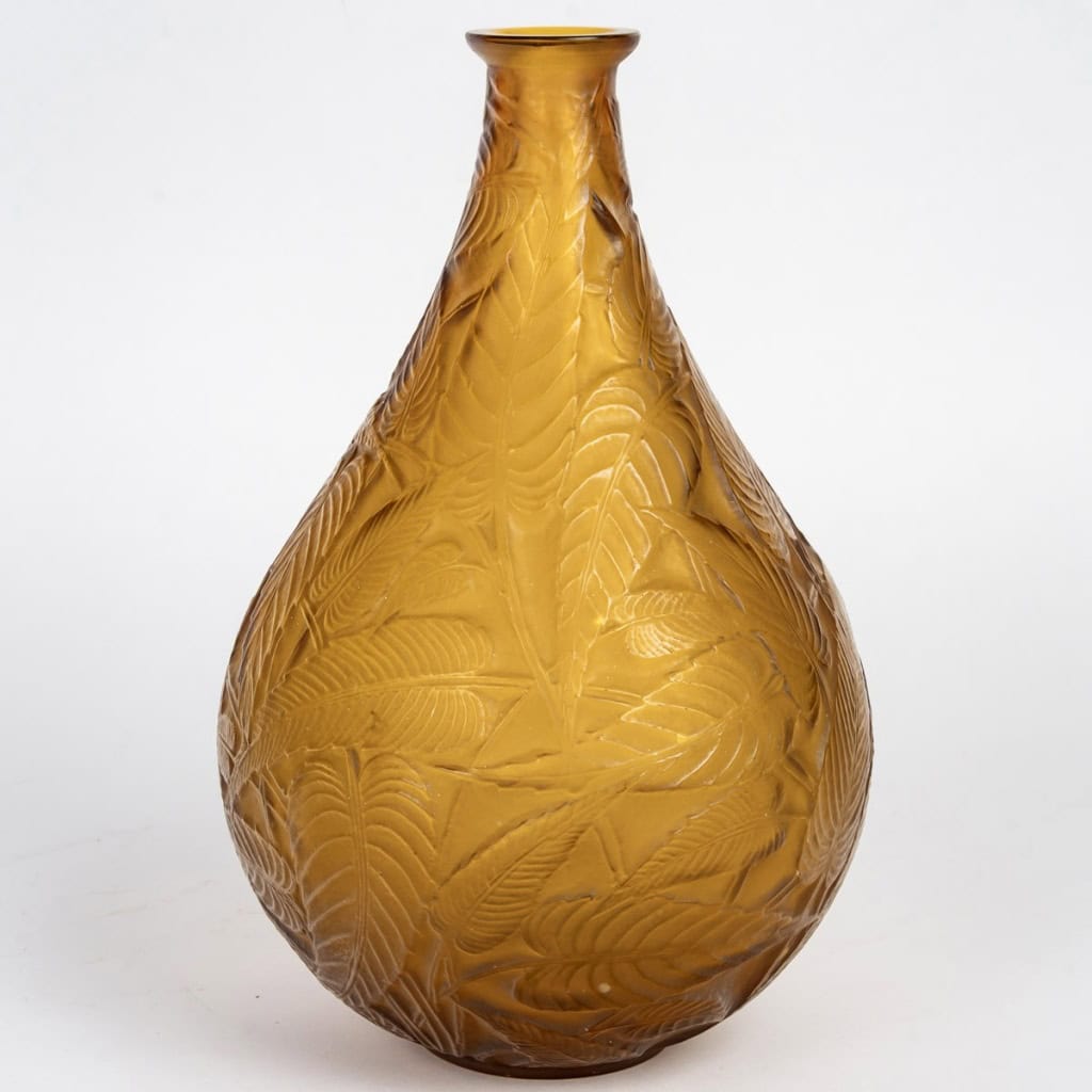 1923 René Lalique – Vase Sauges Verre Jaune Ambré 3
