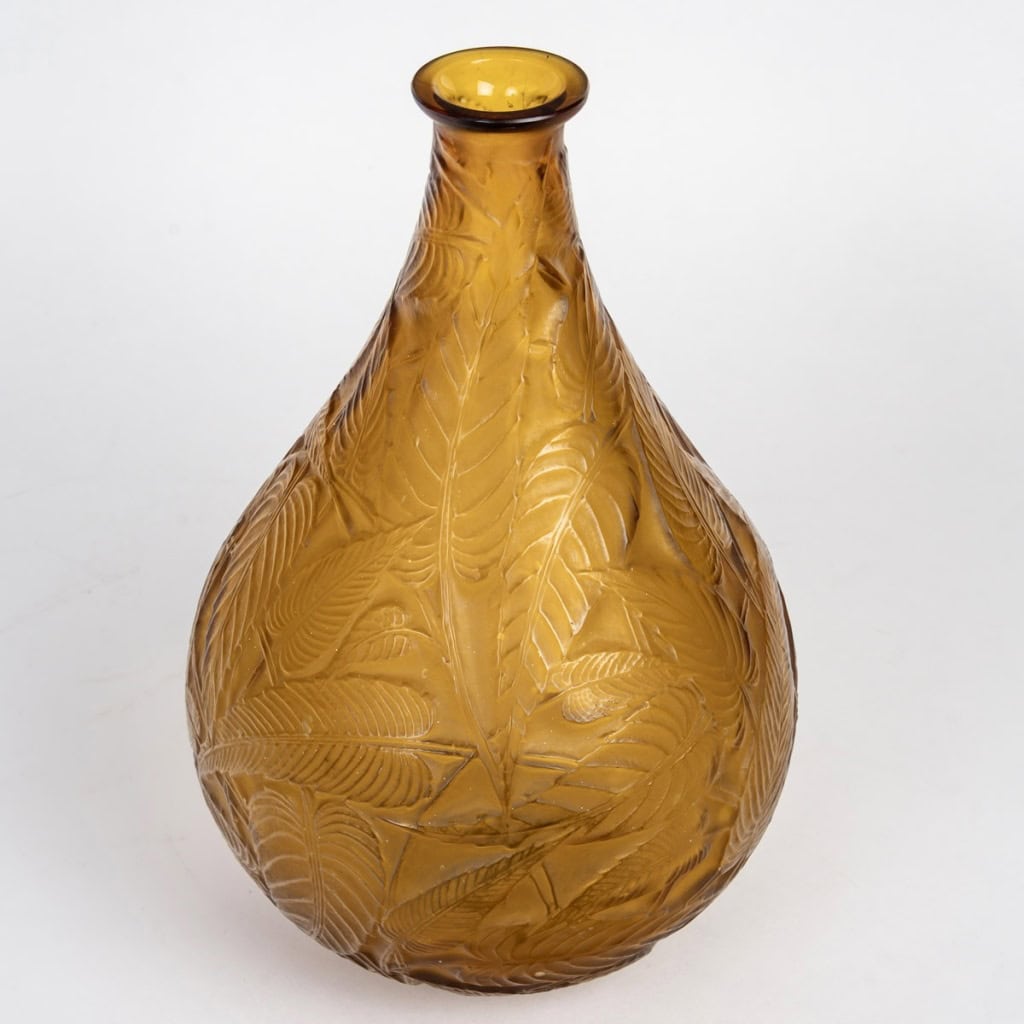 1923 René Lalique – Vase Sauges Verre Jaune Ambré 4