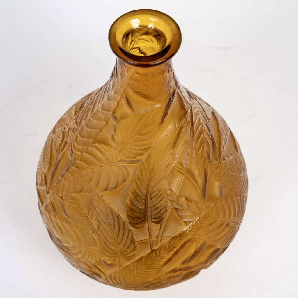 1923 René Lalique – Vase Sauges Verre Jaune Ambré 5