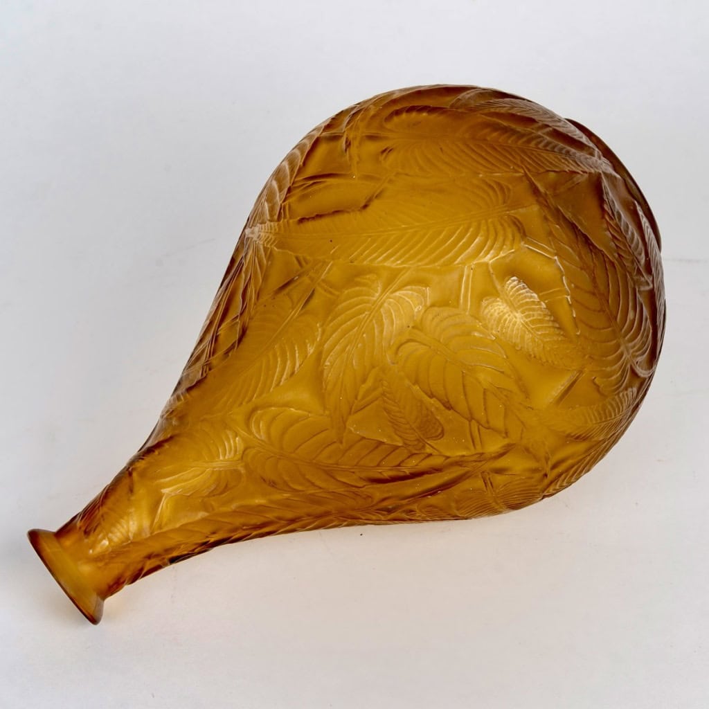 1923 René Lalique – Vase Sauges Verre Jaune Ambré 6