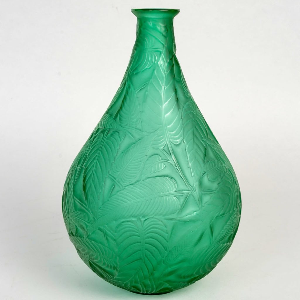 1923 René Lalique – Vase Sauges Verre Vert Emeraude 3