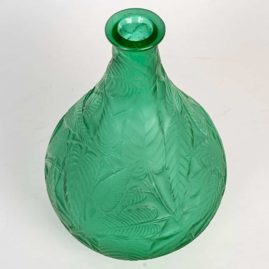 1923 René Lalique – Vase Sauges Verre Vert Emeraude 5