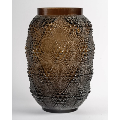 1932 René Lalique – Vase Art Déco Davos Verre Topaze Doré