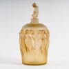 1920 René Lalique – Vase 12 Douze Figurines avec Bouchon Verre Blanc Patiné Sépia 11