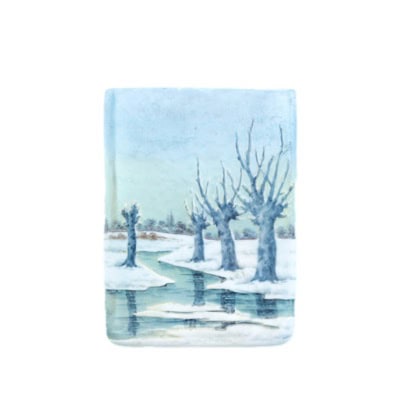 1905-DAUM NANCY Vase Paysage « Neige « 
