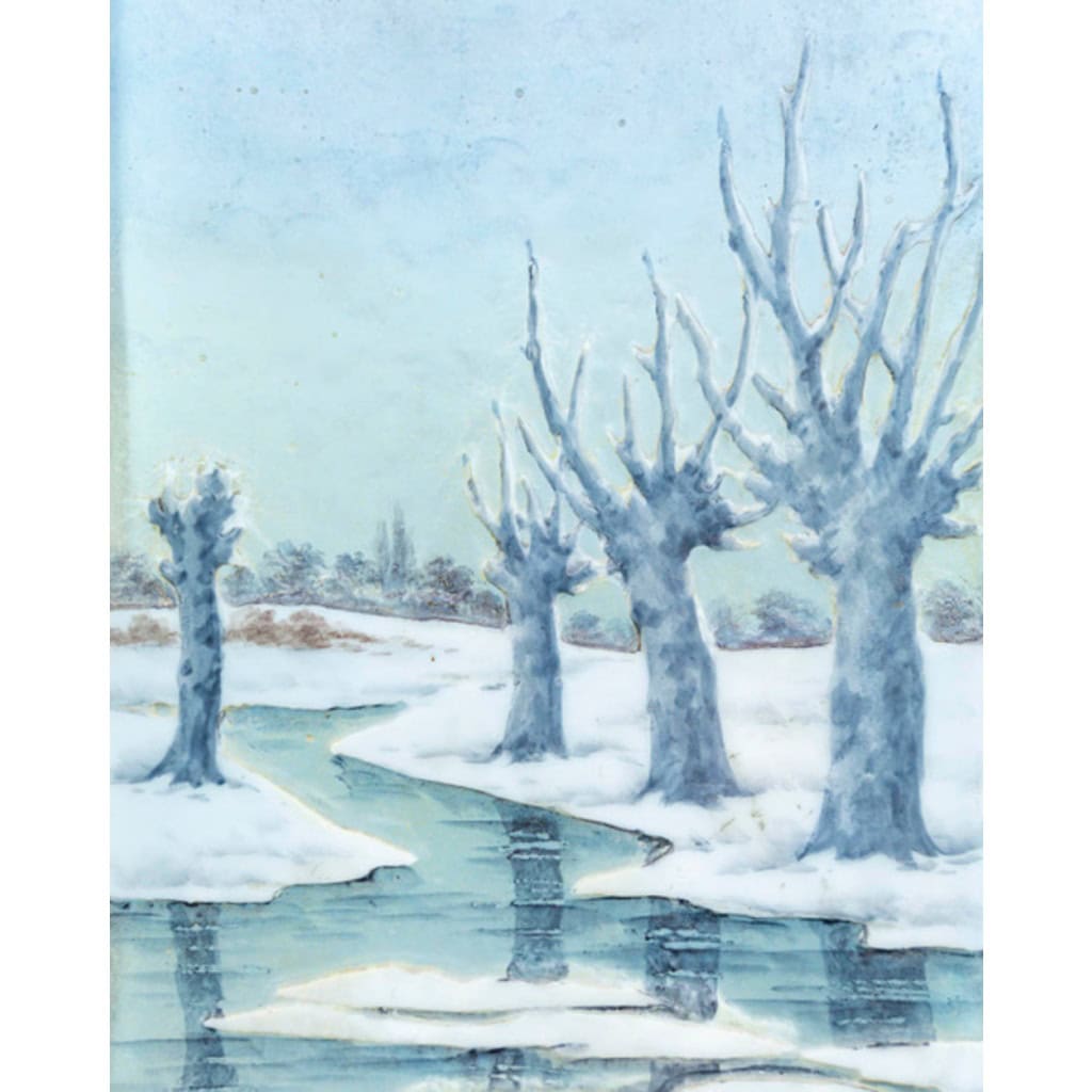 1905-DAUM NANCY Vase Paysage « Neige «  4